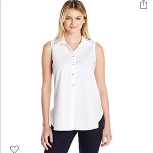 Calvin Klein white wrinkle-free sleeveless white button down collar shirt M
